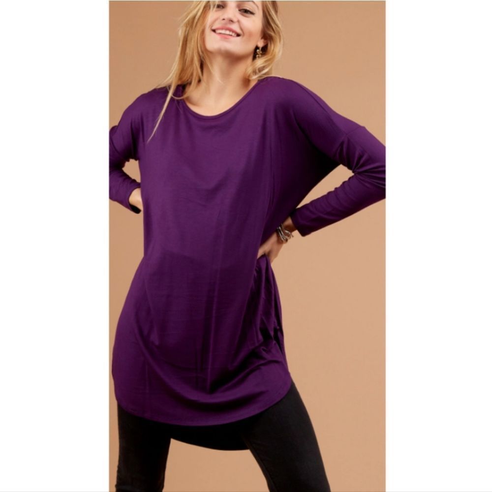 Solid Long Purple Top - Picture 3 of 3